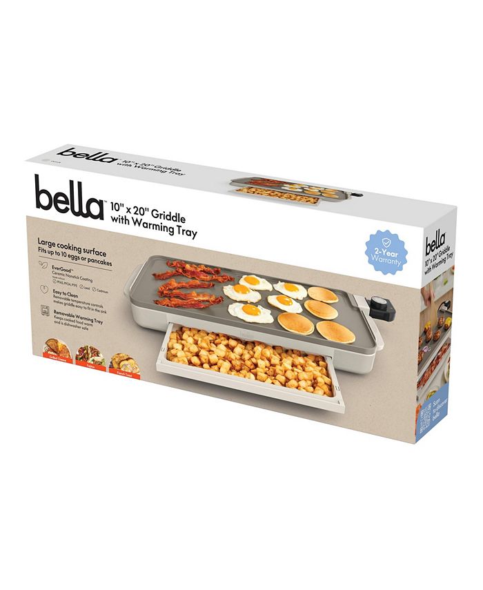 Bella 10 x 20 Electric Griddle with Warming Tray - Tan/Beige - No Size