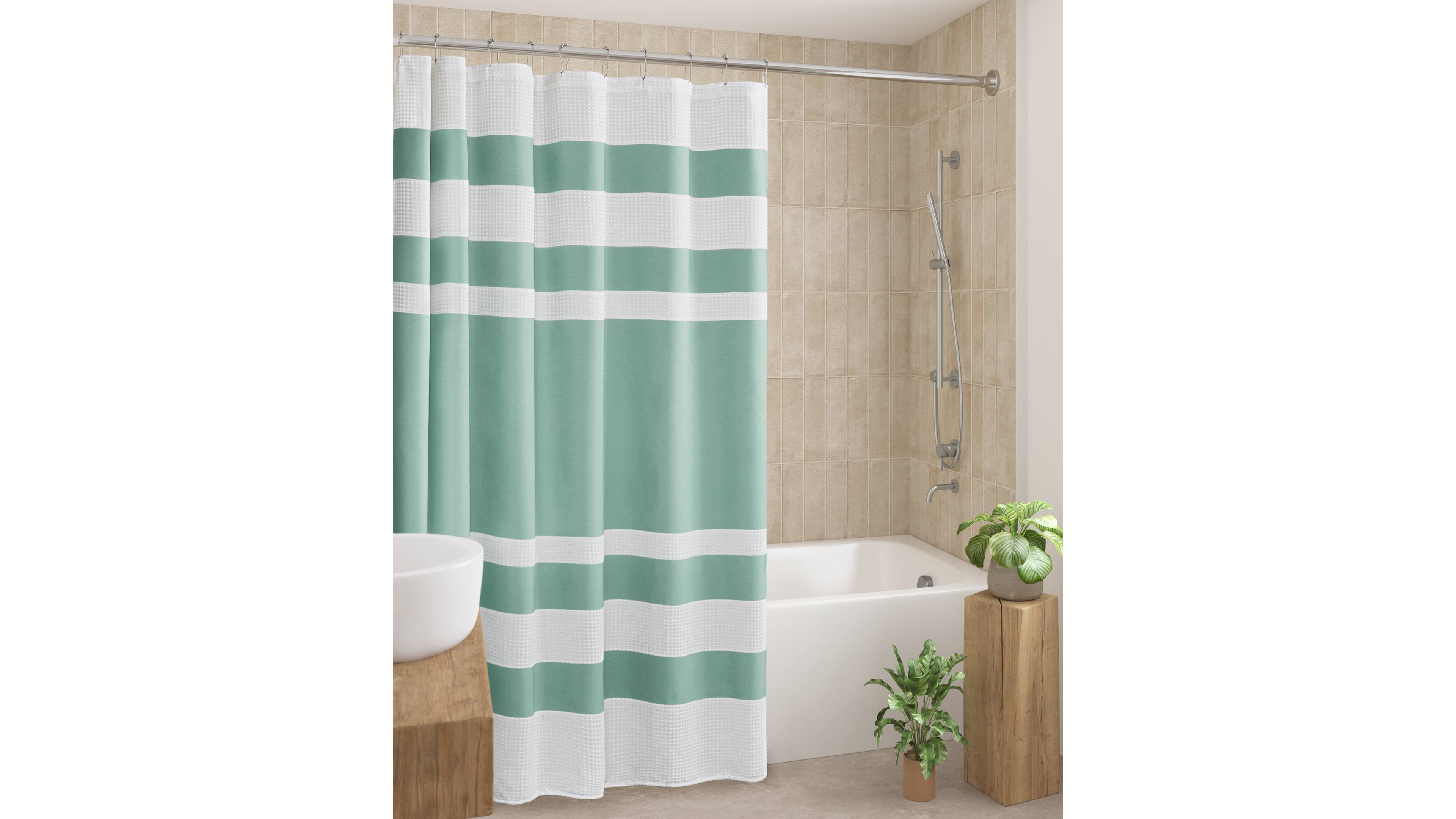 Madison Park Spa Waffle 3M-Scotchgard Shower Curtain, 72" x