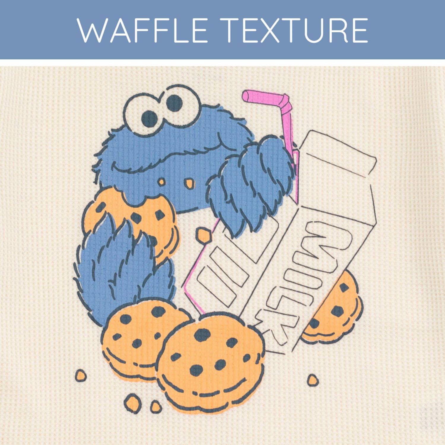 Little Boys Cookie Monster Waffle Knit Pullover Sweatshirt and Jogger Pants Outfit Set