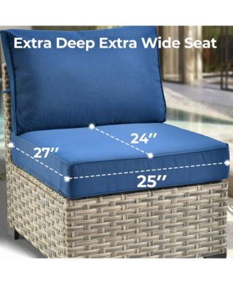 Outdoor Patio Furniture Set,6 Pieces Rattan Sectional Patio Furniture Set,Outside Coversation Set with Extra Deep Outdoor Sofa Couch and Solar Coffee Table for Porch Balcony Backyard Deck Poolside