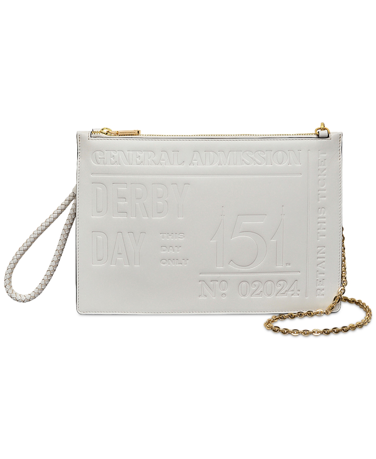 Kentucky Derby Small Leather Ziptop Crossbody - Chalk