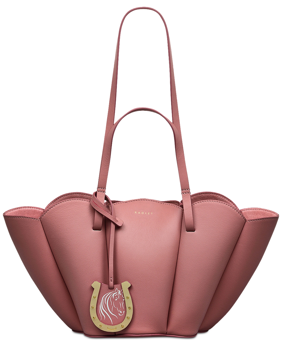 Kentucky Derby Small Leather Open Top Grab Bag - Sienna Pink