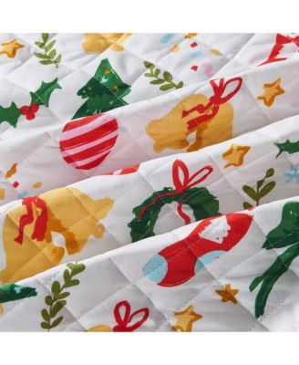 Festive Holiday Reversible Microfiber Quilt Set with Shams