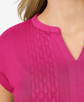 Women's Diamond Embroidered Henley T-Shirt