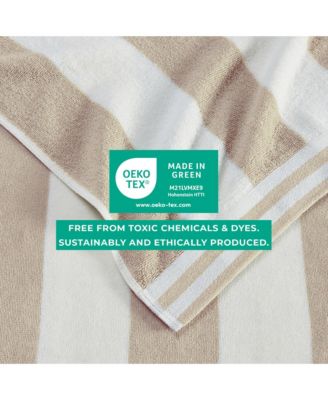 100% Cotton Velour Cabana Stripe Oversized Beach Towel, 35" x 70"