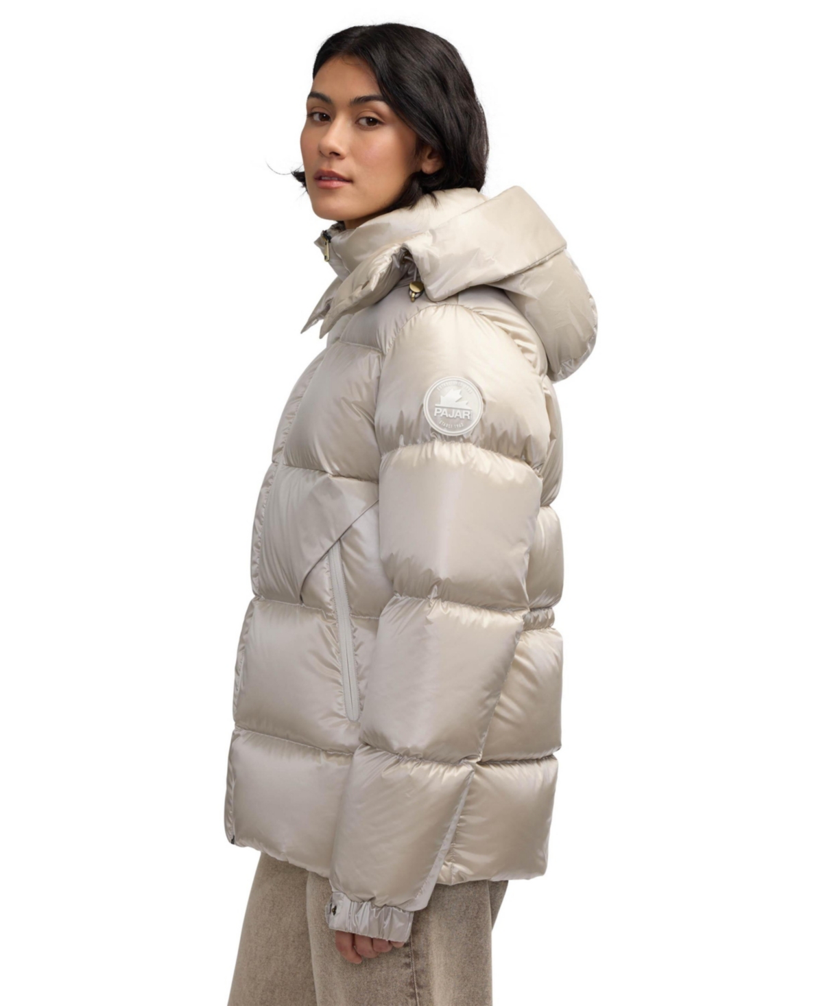 Pajar Vivienne Boxy Short Channel Quilted Puffer In Champagne