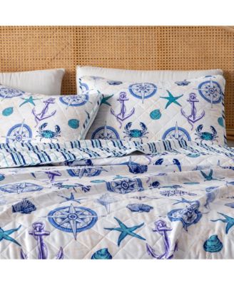Nautical Microfiber Quilt Set With Shams