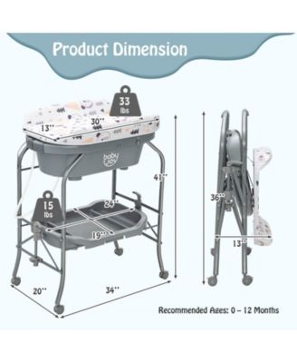 Portable Baby Changing Table with Storage Basket and Shelves