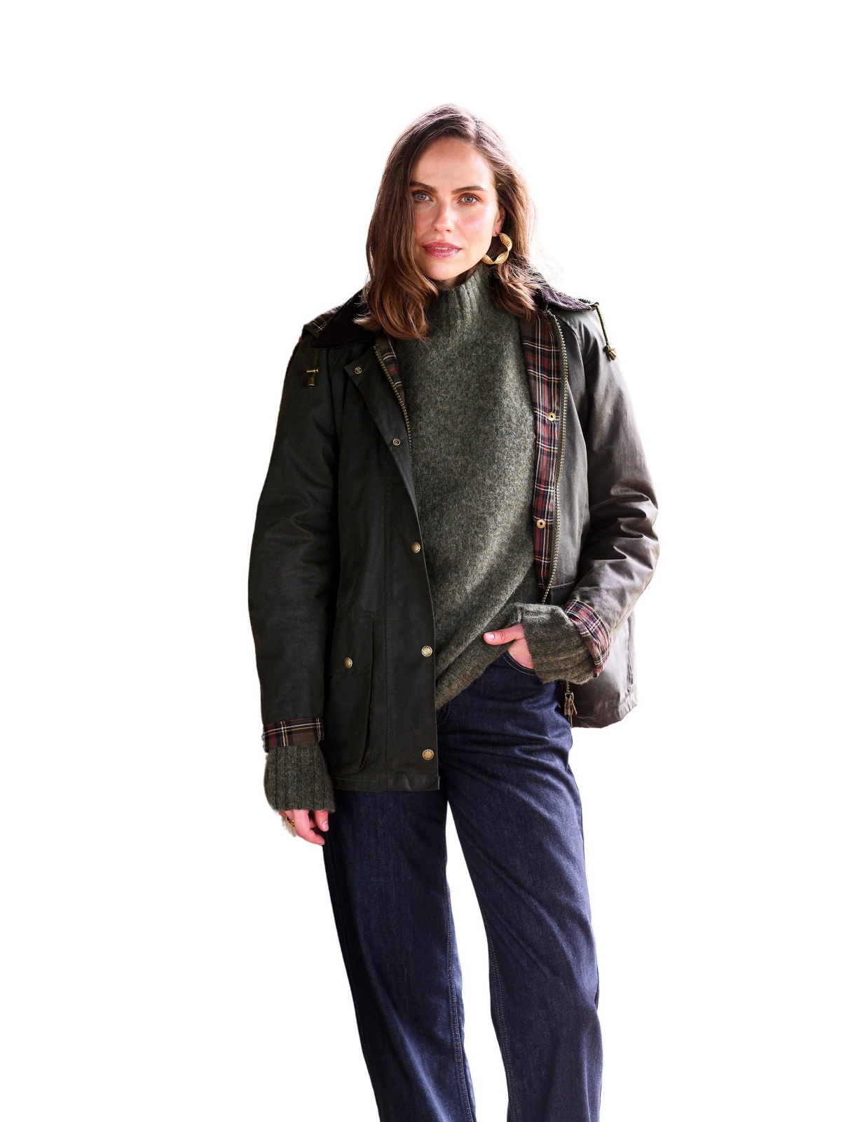 Women's Raglan Waxed Cotton Jacket - Olive