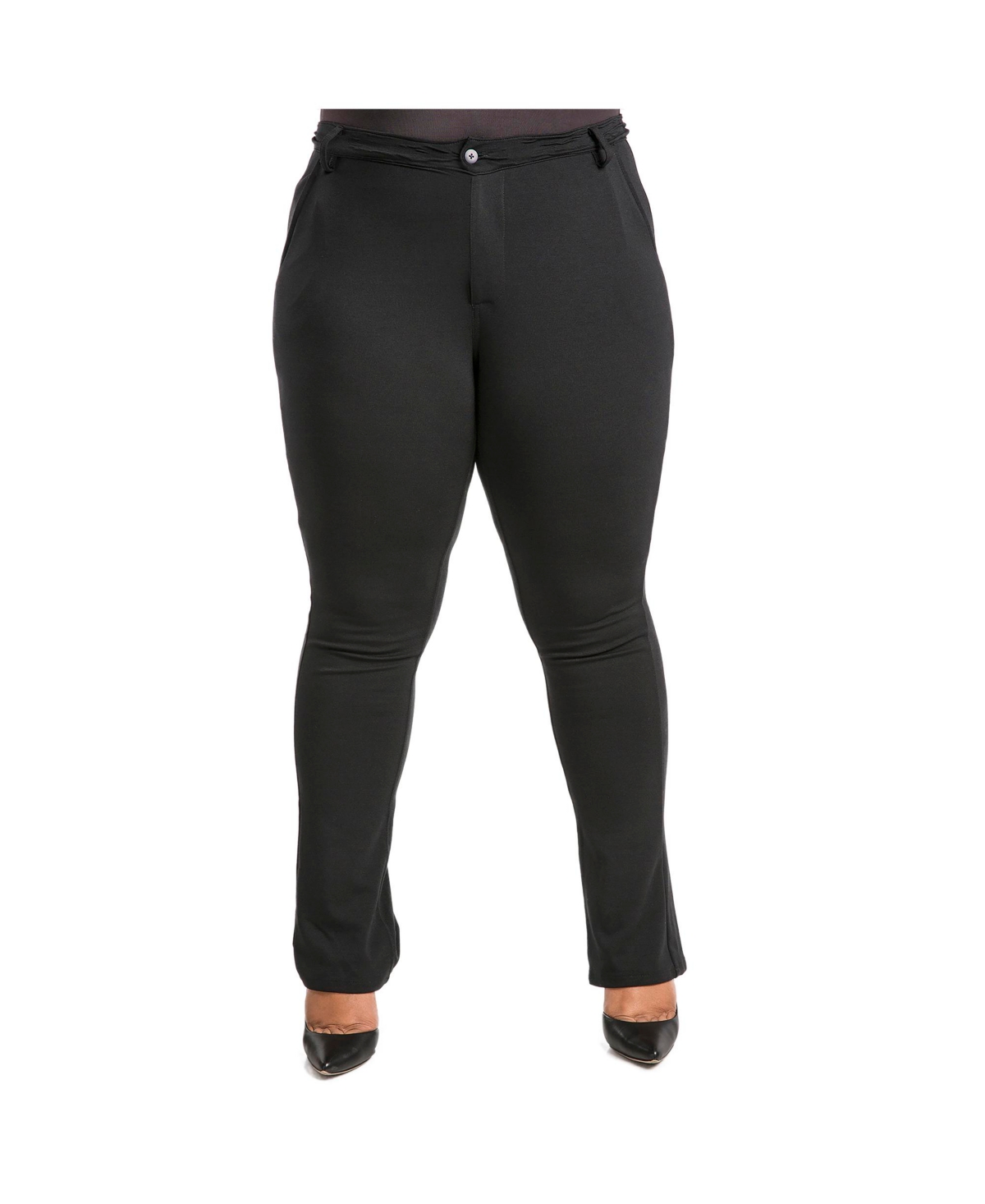 Plus Size Ponte Classic Casual Pant - Black