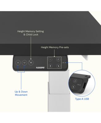 E7-COMMERCIAL 48  W Electric Adjustable Standing Desk, Rectangular Chipboard Top, White Base