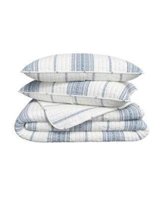 Farmhouse Stripe Microfiber Quilt Set With Shams