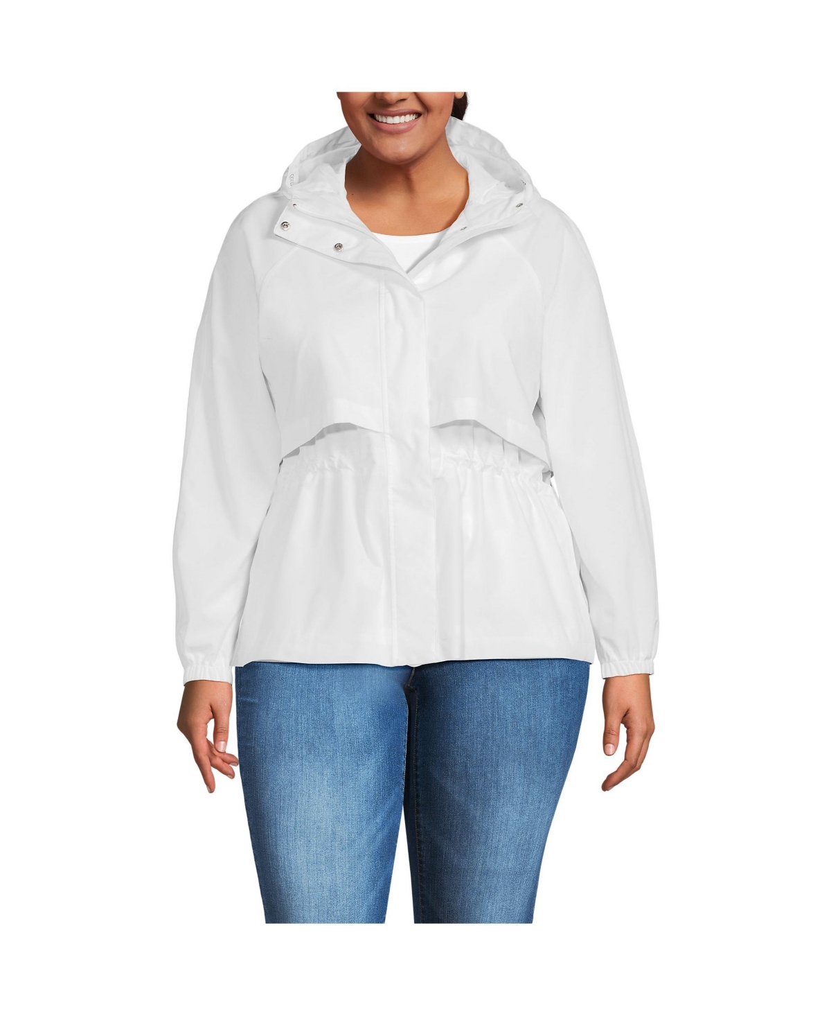 Plus Size Squall Packable Rain Jacket - White