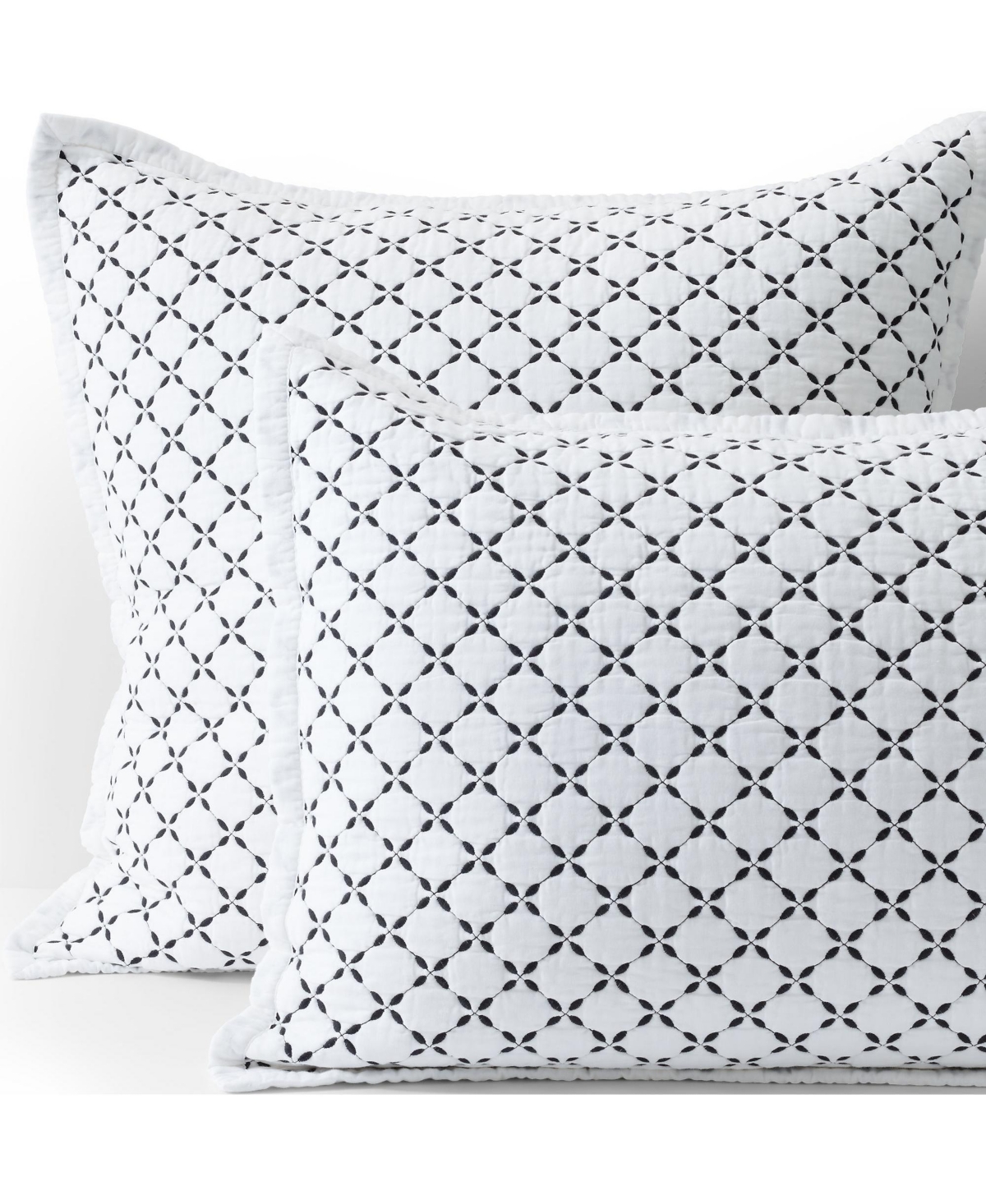 Embroidered Diamond Double Voile Sham - Black slate
