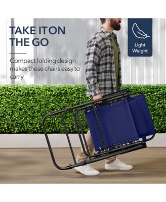 Folding Outdoor Zero Gravity Rocking Lounge Chair w/ Headrest Pillow