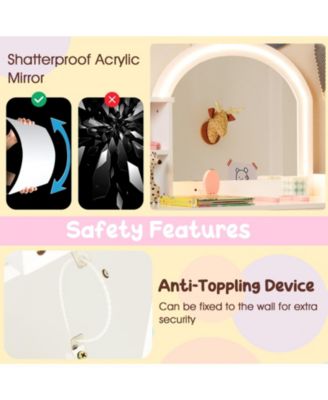 Kids Vanity Table and Chair Set with Shelves Drawer and Cabinet