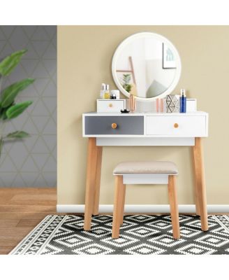 Makeup Dressing Table with 4 Drawers and Lighted Mirror