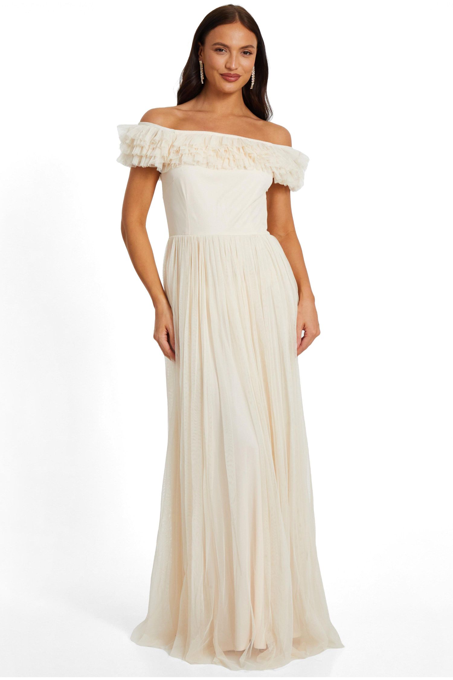 Women's Mesh Bardot Maxi Dress