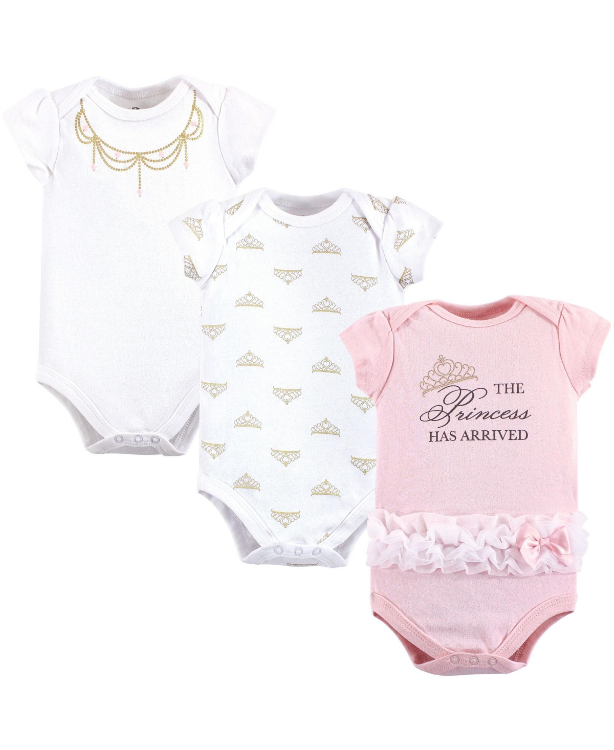 Little Treasure Baby Girls Treasure Cotton Bodysuits 3pk, Brunch, 12-18 Months - Princess
