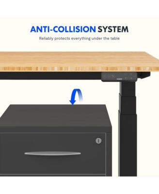 E7-COMMERCIAL 72  W Electric Adjustable Standing Desk, Bamboo Top, Black Base