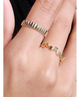 DEVATA Ribbed Band Ring in 14K Gold, Size 5, approx. 2.5 grams