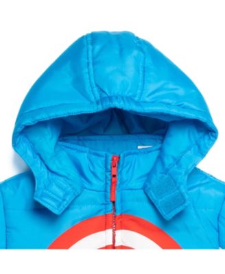 Boys Marvel Captain America Zip Up Winter Coat Puffer Jacket
