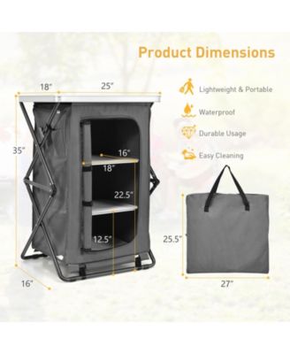 Folding Pop-Up Cupboard Compact Camping Storage Cabinet with Bag