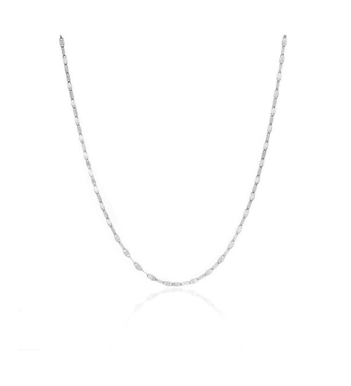 Disco Link Chain Necklace 14K White Gold 24 inches - White gold