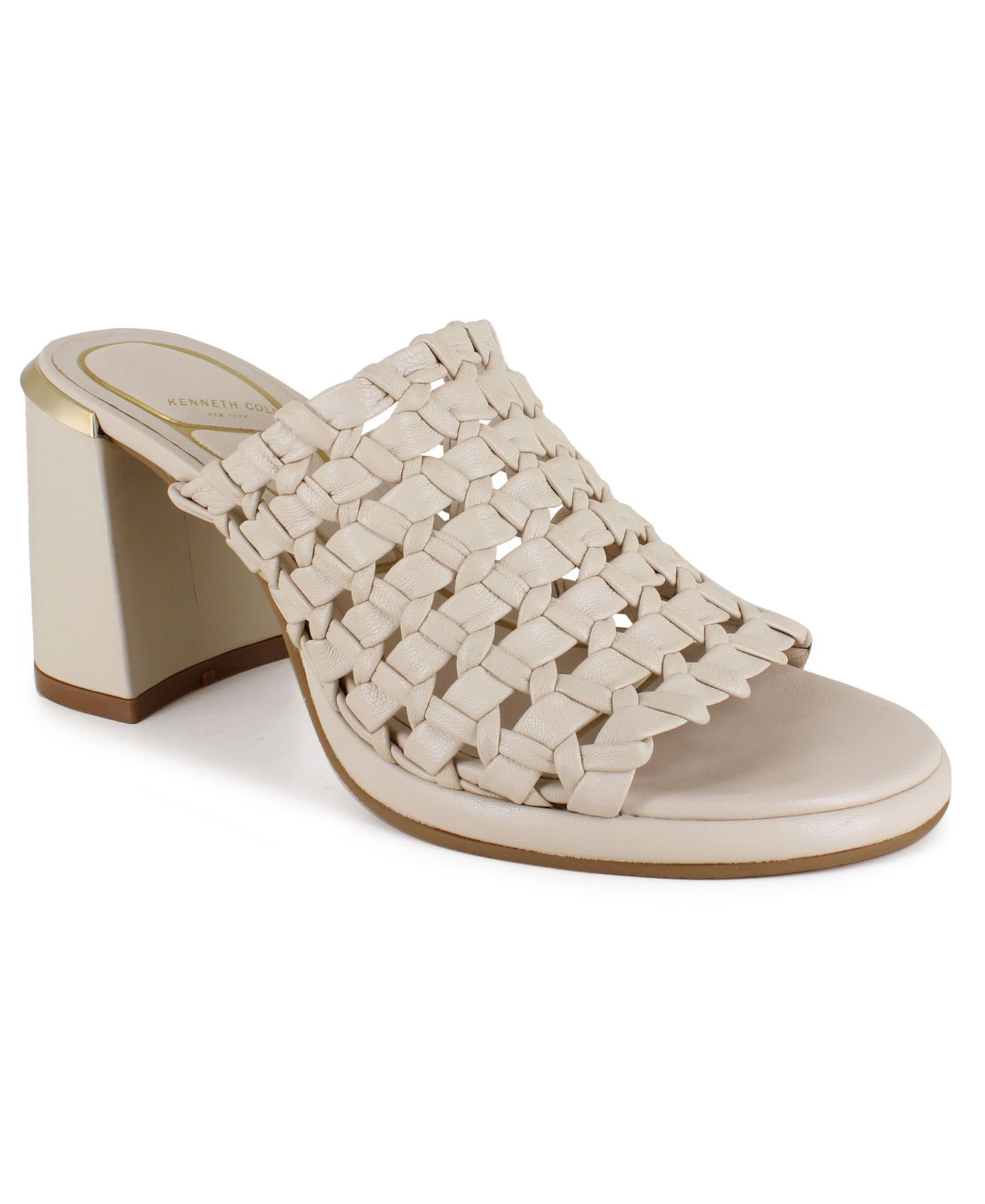 Женские сандалии Kenneth Cole New York Solara Round Toe, цвет: Кремовый кожаный — фото 1
