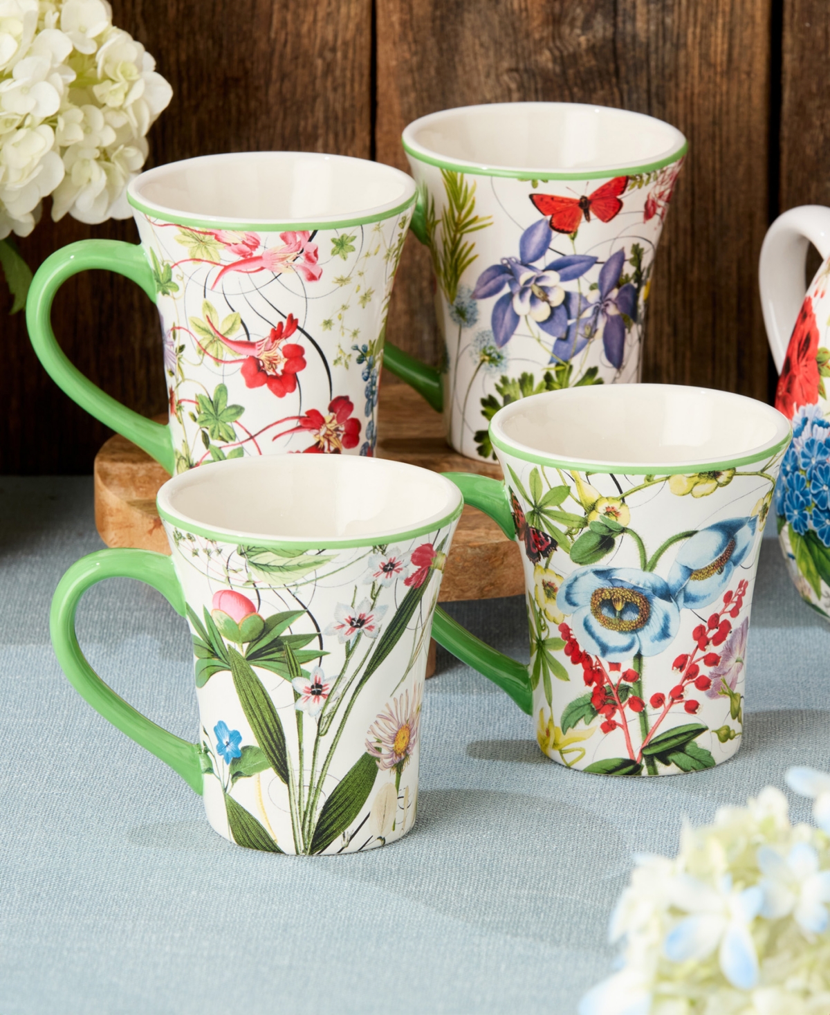 Certified International Greenhouse Set Of 4 Mugs 16oz In Miscellaneous