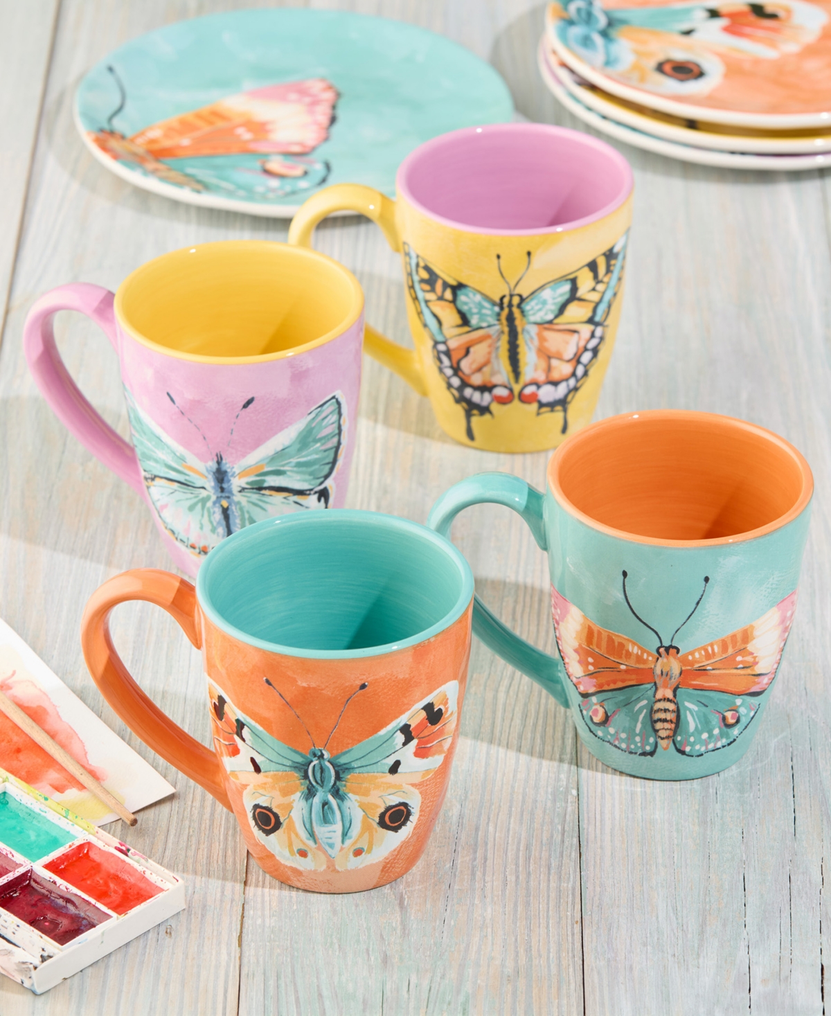 Certified International Butterflies Mugs, Set Of 4 In Miscellaneous