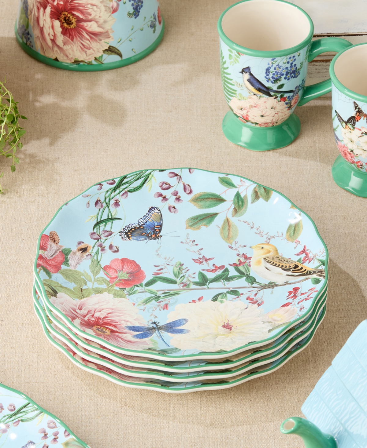 Certified International Flora Dinner Plates, Set of 4, Service for 4