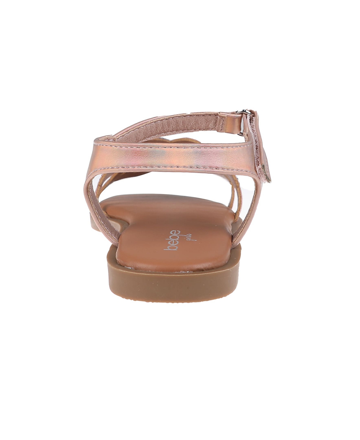 Bebe Little Girls Flat With Butterfly Rhinestone Welt Sandals In Rose Gold