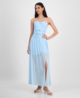 Bar III - Women's Halter Bandeau Mesh Maxi Dress