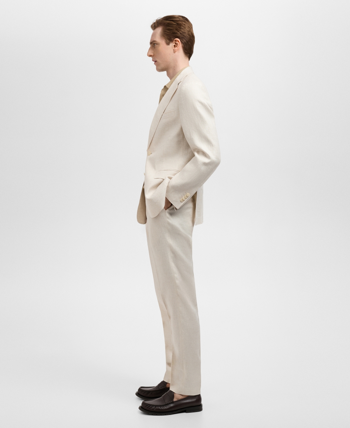 Mango Slim Fit Suit Pants In Neutral