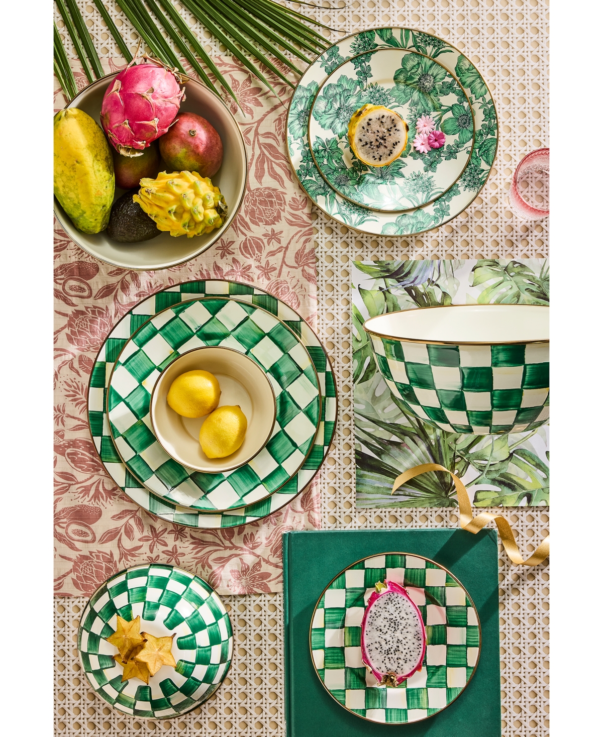 Shop Mackenzie-childs Emerald Check Medium Everyday Bowl, 80-oz.