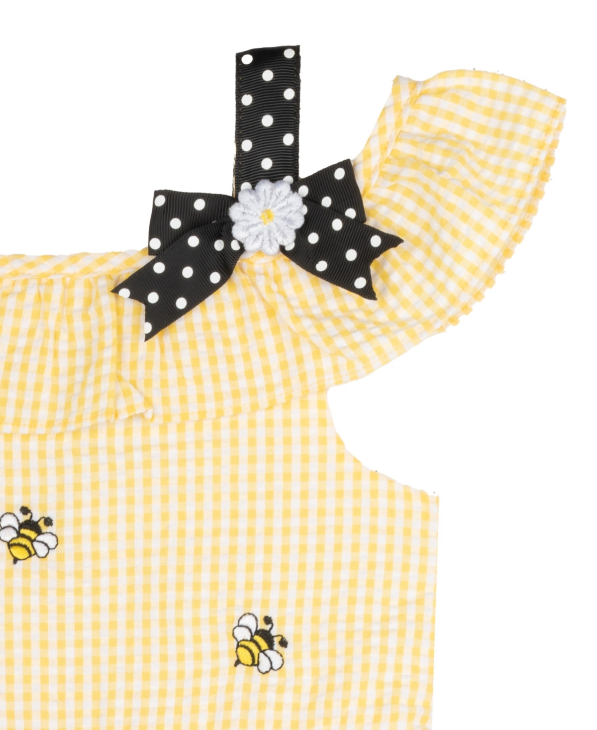RARE EDITIONS TODDLER AND LITTLE GIRLS BUMBLE BEE SEERSUCKER DRESS 