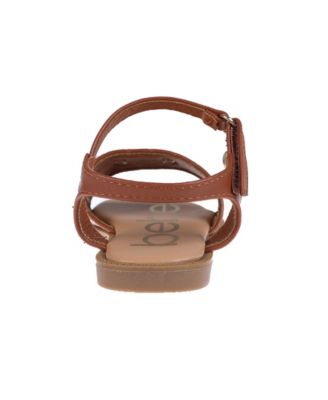 Little Girls Embossed Flat with Medallion Hardware Sandals