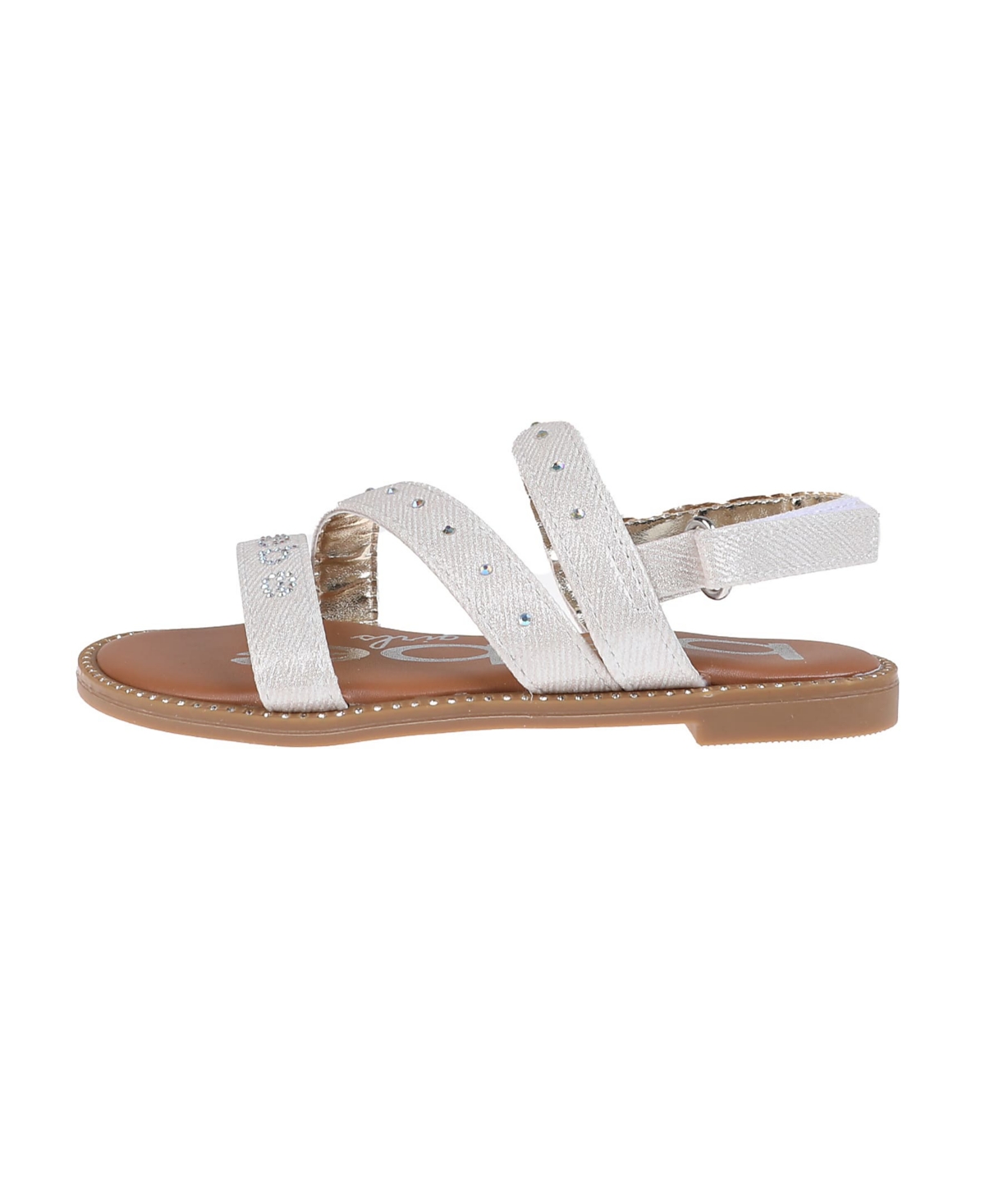 Bebe Little Girls Flat With Rhinestone And  Ornamentation Sandals In Tan