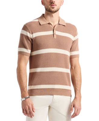Buffalo David Bitton - Men's Winder Short Sleeve Textured Striped Polo Sweater