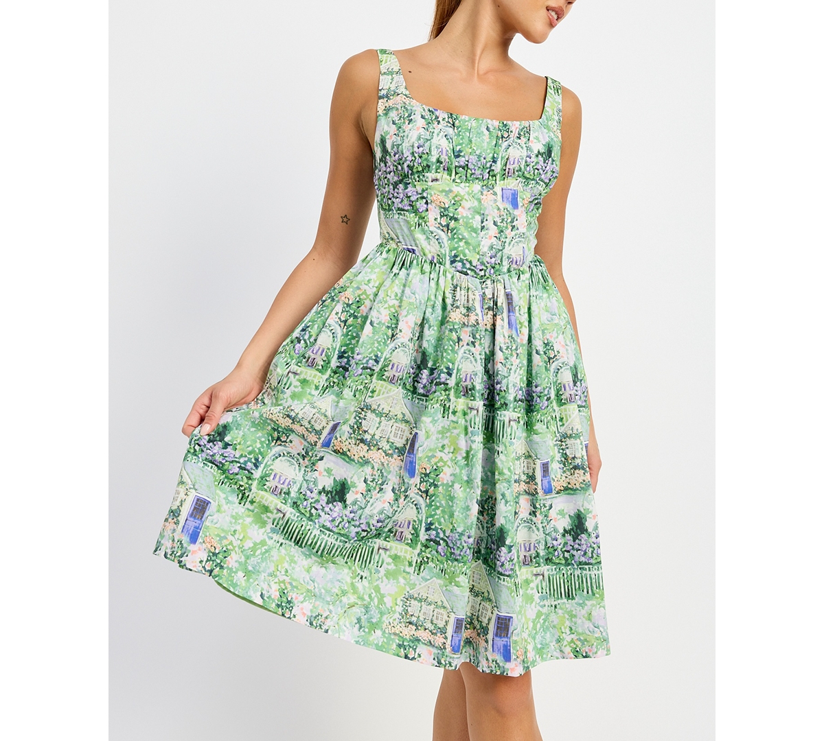 En Saison Women's Molly Corset-bodice Flared Dress In Green Violet