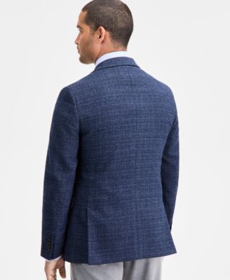 Men's Modern-Fit Navy Boucle Plaid Sport Coat