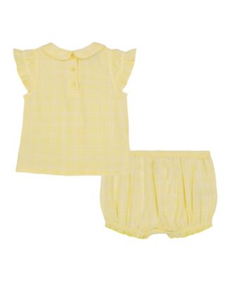 Baby Girls 2-Piece Printed Gauze Flutter Sleeve Top and Bloomer Set