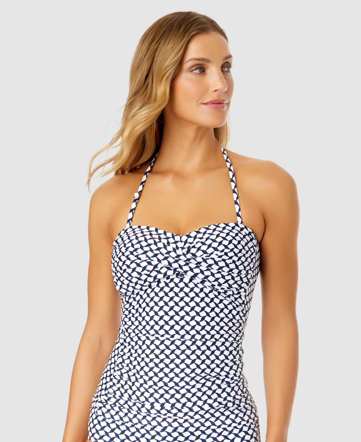 ANNE COLE WOMEN'S NEO GEO TWIST-FRONT BANDEAU TANKINI TOP 
