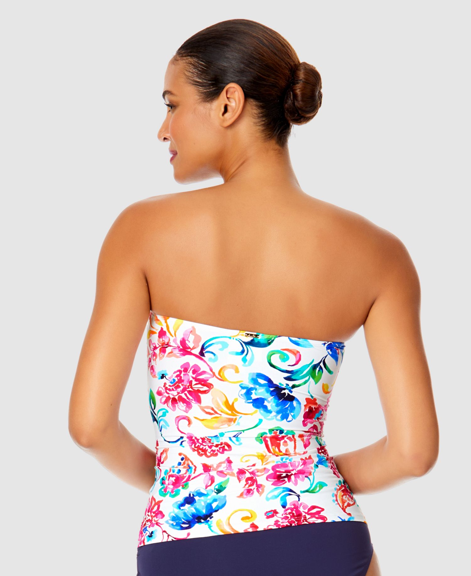 Twist-Front Ruched Tankini Top and High Waistband Bottoms