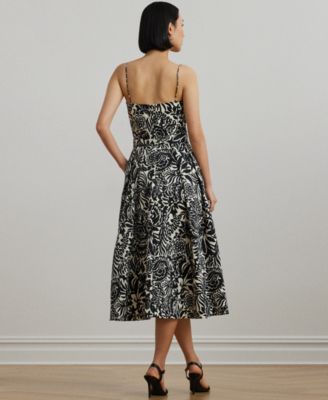 Lauren Ralph Lauren Women's Floral Belted Faille Cocktail Dress - Macy's