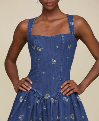 Avec Les Filles Women's Drop-Waist Flounce Romper Dress