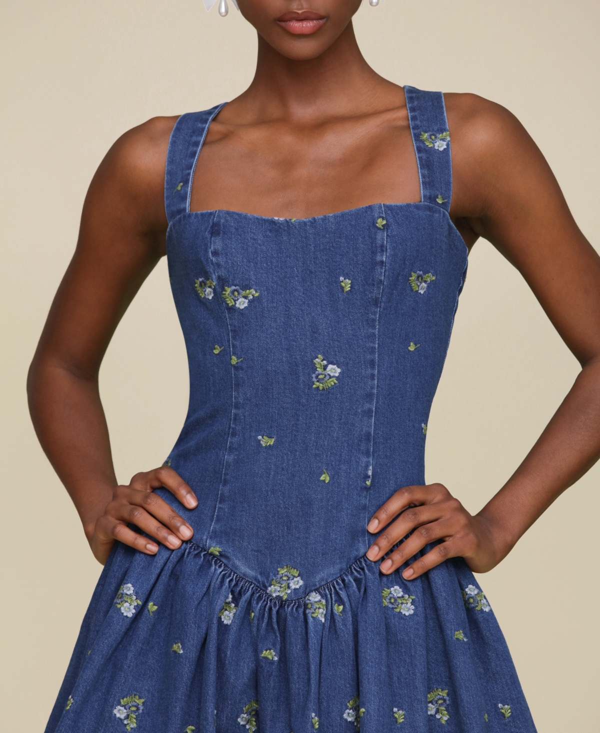 Shop Avec Les Filles Women's Drop-waist Flounce Romper Dress In Kauri Wash,ditsy Floral