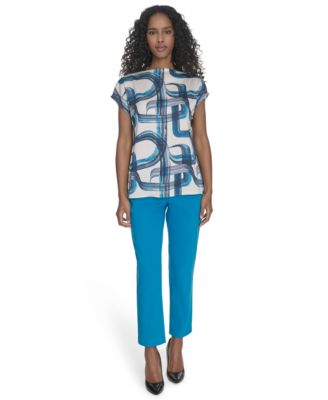 Calvin Klein Women's Printed Mock-Neck Top