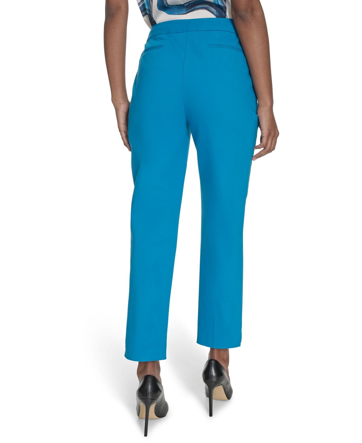 Calvin Klein Petite Lux Modern Fit Mid Rise Straight-leg Pants In Corsica